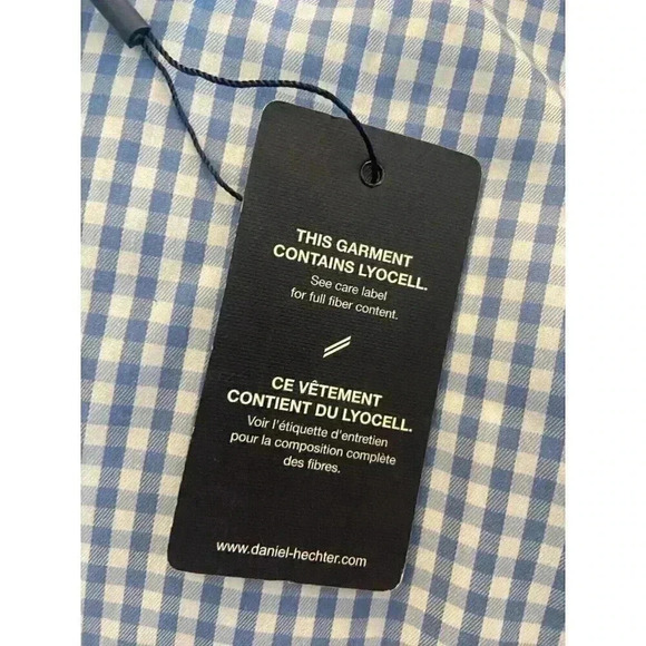 NWT DANIEL HECHTER PARIS Size S Men's Shirt Blue & White Checks Plaid Gingham - Picture 3 of 9